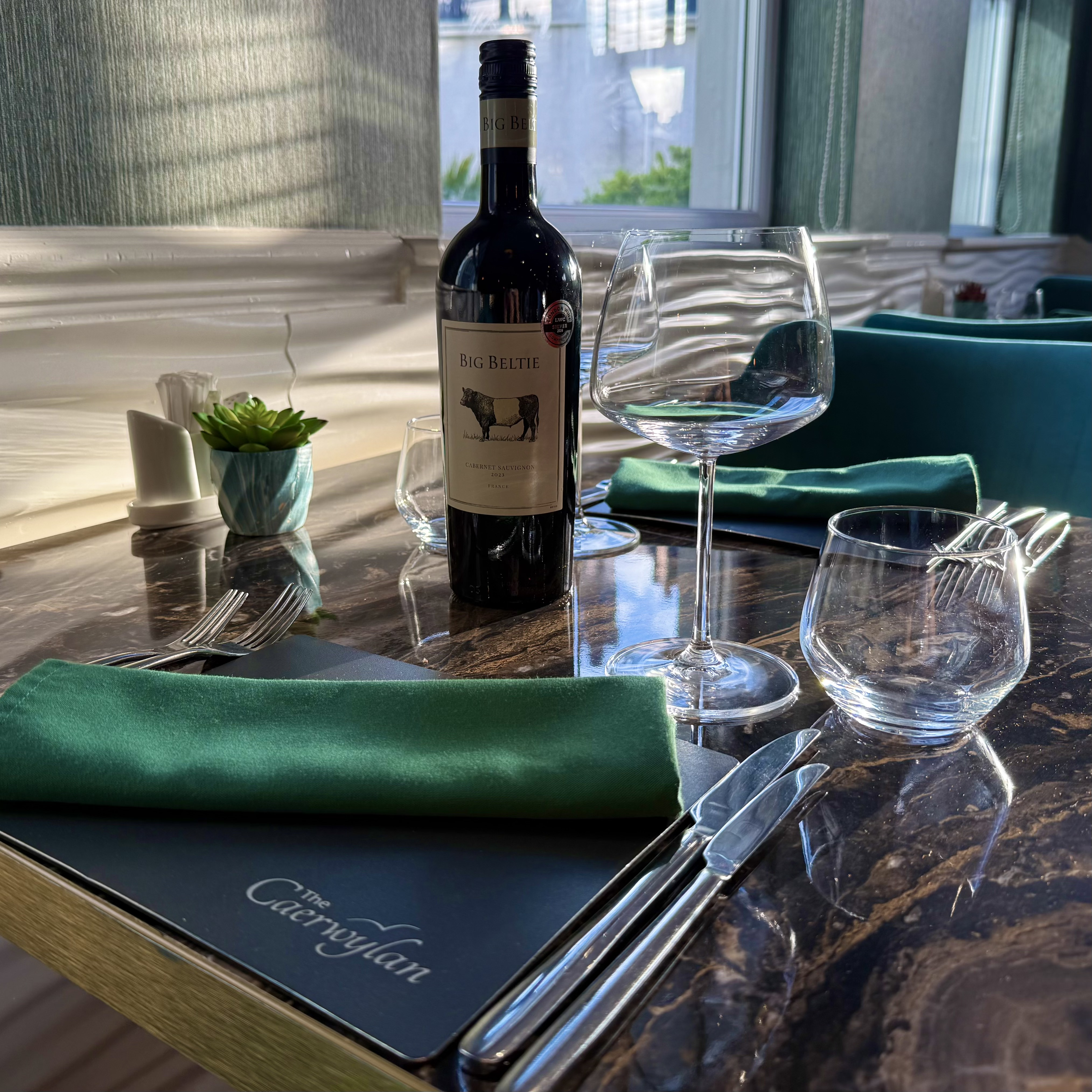 Table set up with Wine